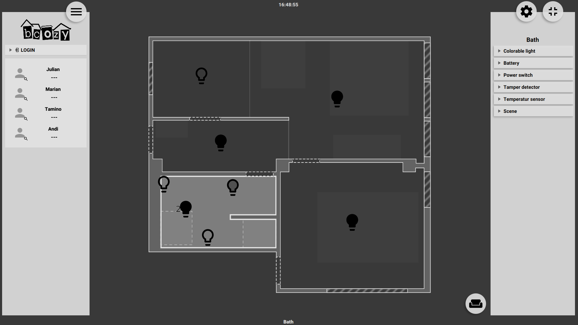 Control lights on location plan